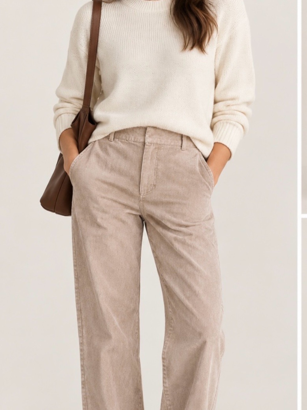 Banana Republic Wide-Leg Corduroy Pants in Light Beige
